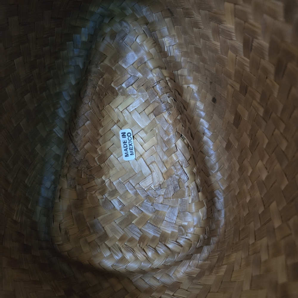 Western Straw Hat Made in Mexico with Brown & Silver Band Around Rim - Picture 8 of 8